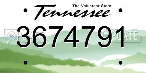 3674791 Tennessee License Plate