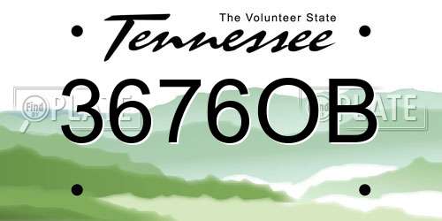 3676OB Tennessee License Plate