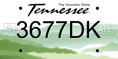 3677DK Tennessee License Plate