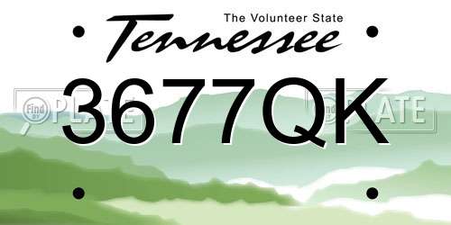 3677QK Tennessee License Plate