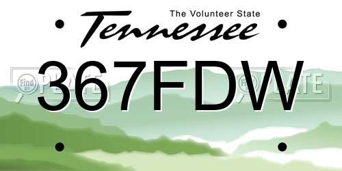 367FDW Tennessee License Plate