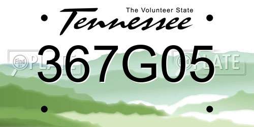 367G05 Tennessee License Plate