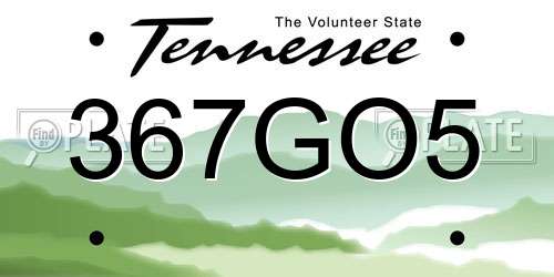 367GO5 Tennessee License Plate