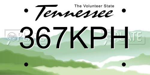 367KPH Tennessee License Plate