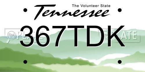 367TDK Tennessee License Plate