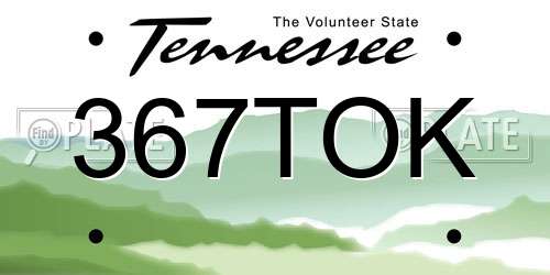 367TOK Tennessee License Plate