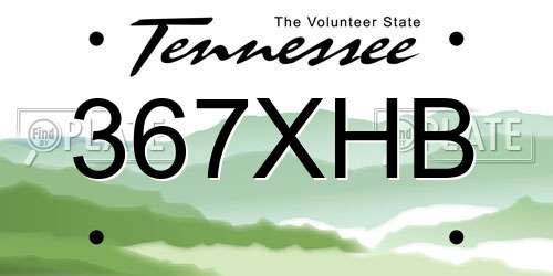 367XHB Tennessee License Plate