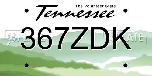 367ZDK Tennessee License Plate