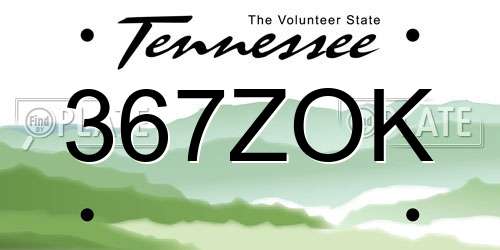367ZOK Tennessee License Plate