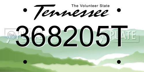 368205T Tennessee License Plate