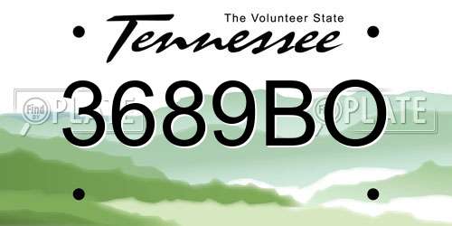 3689BO Tennessee License Plate