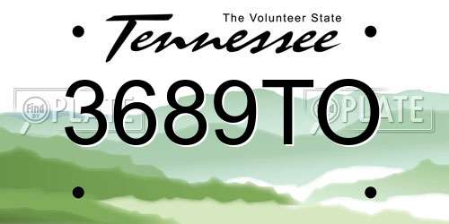 3689TO Tennessee License Plate