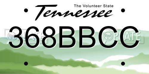 368BBCC Tennessee License Plate