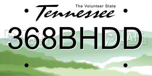 368BHDD Tennessee License Plate