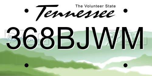 368BJWM Tennessee License Plate