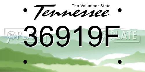 36919F Tennessee License Plate