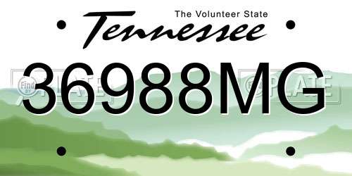 36988MG Tennessee License Plate