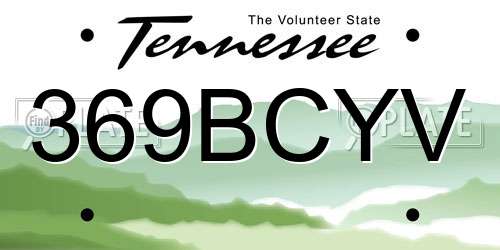 369BCYV Tennessee License Plate