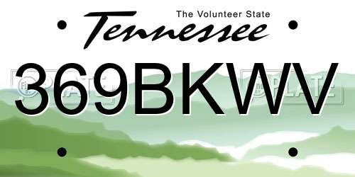 369BKWV Tennessee License Plate