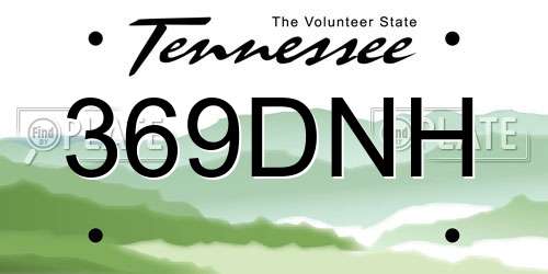 369DNH Tennessee License Plate