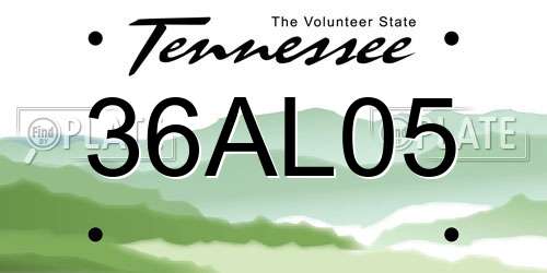 36AL05 Tennessee License Plate