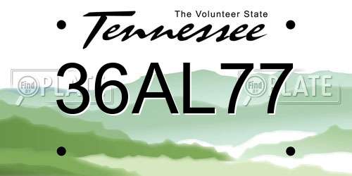 36AL77 Tennessee License Plate