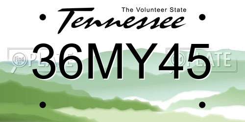 36MY45 Tennessee License Plate