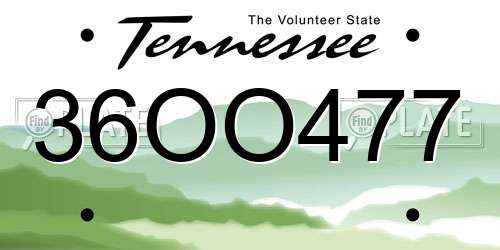 36OO477 Tennessee License Plate