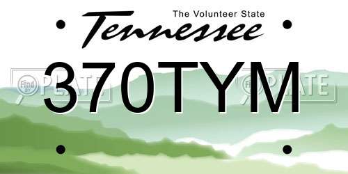 370TYM Tennessee License Plate