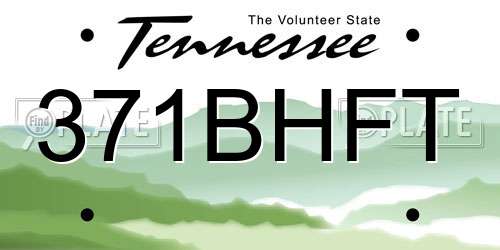 371BHFT Tennessee License Plate