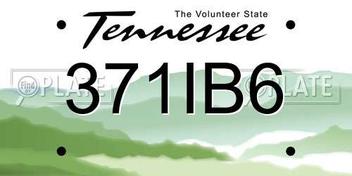 371IB6 Tennessee License Plate