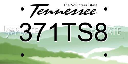 371TS8 Tennessee License Plate