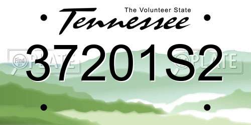 37201S2 Tennessee License Plate