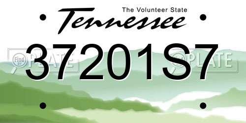 37201S7 Tennessee License Plate