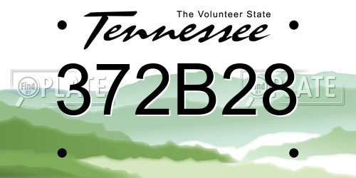 372B28 Tennessee License Plate
