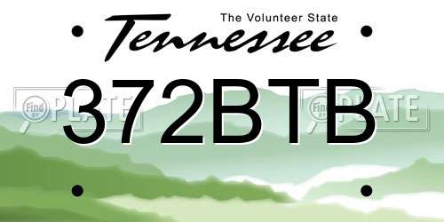 372BTB Tennessee License Plate
