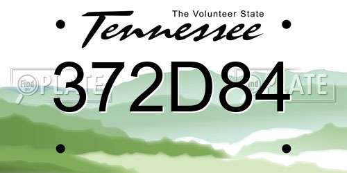 372D84 Tennessee License Plate