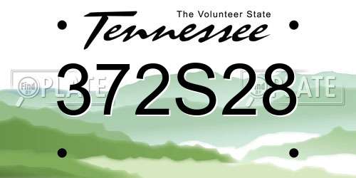 372S28 Tennessee License Plate