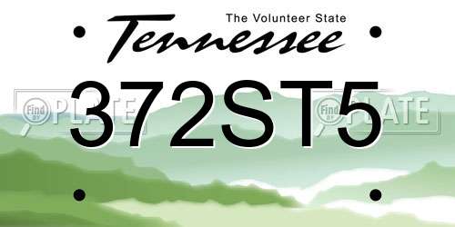 372ST5 Tennessee License Plate