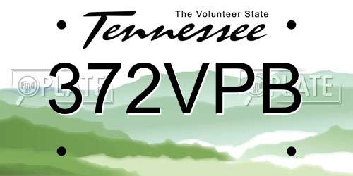 372VPB Tennessee License Plate