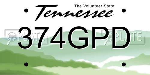 374GPD Tennessee License Plate