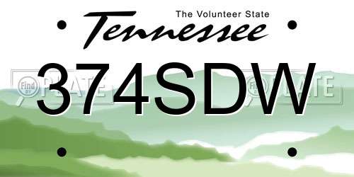 374SDW Tennessee License Plate