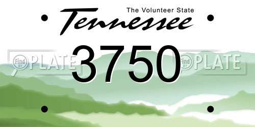 3750 Tennessee License Plate
