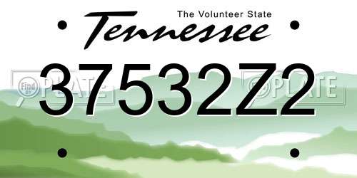 37532Z2 Tennessee License Plate
