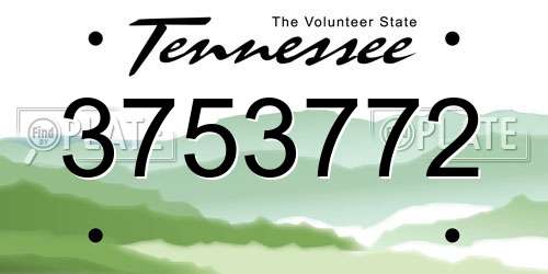 3753772 Tennessee License Plate