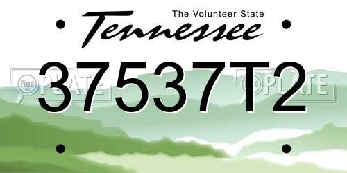 37537T2 Tennessee License Plate