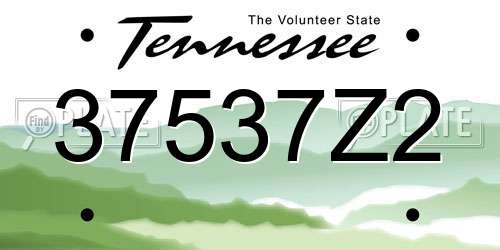 37537Z2 Tennessee License Plate