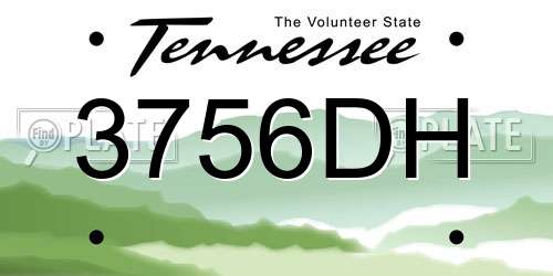 3756DH Tennessee License Plate