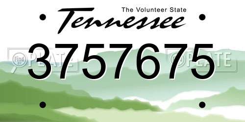 3757675 Tennessee License Plate