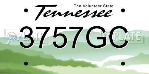 3757GC Tennessee License Plate